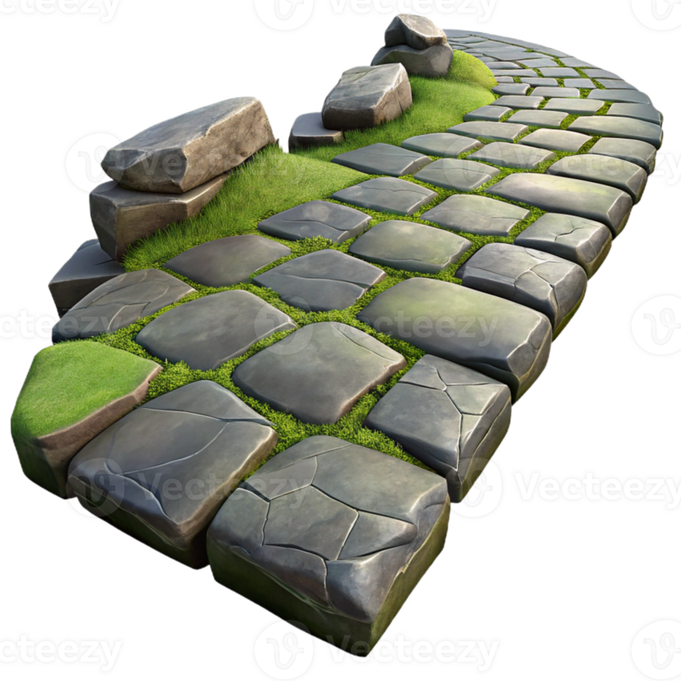 elegant abstract Stone Pathway Isolated with Grass png