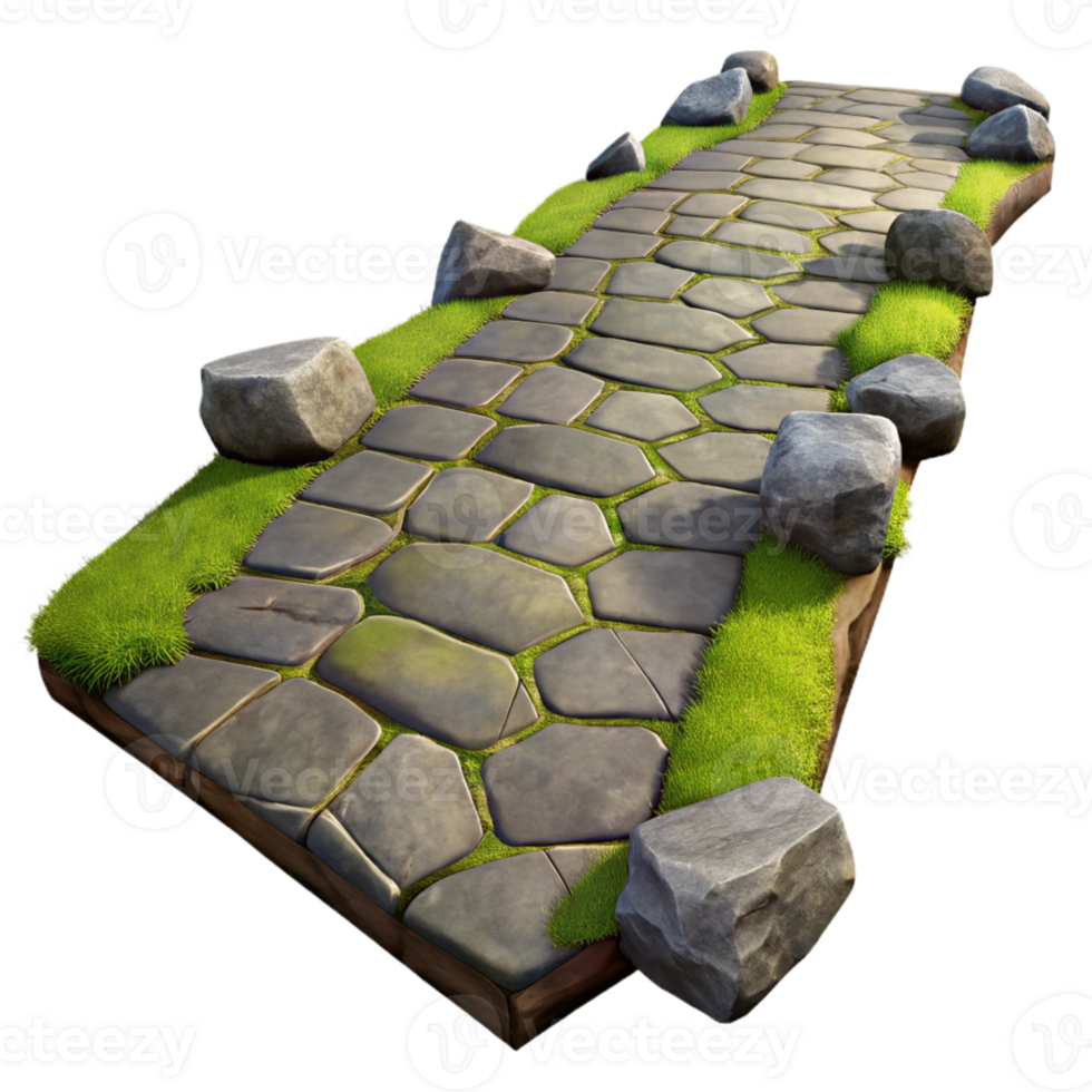 impressive modern Stone Pathway Isolated with Grass premium png