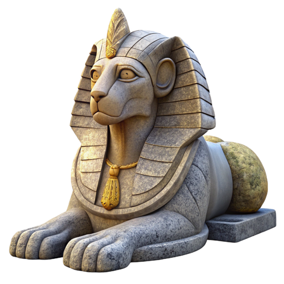 serene rustic Stone Sphinx Statue Detail Cutout Element original png