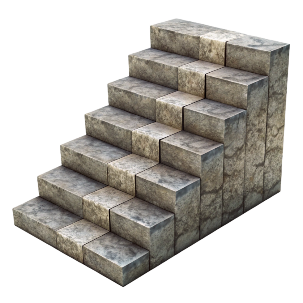 serene minimalist Stone Staircase Isolated with Worn Steps professional png