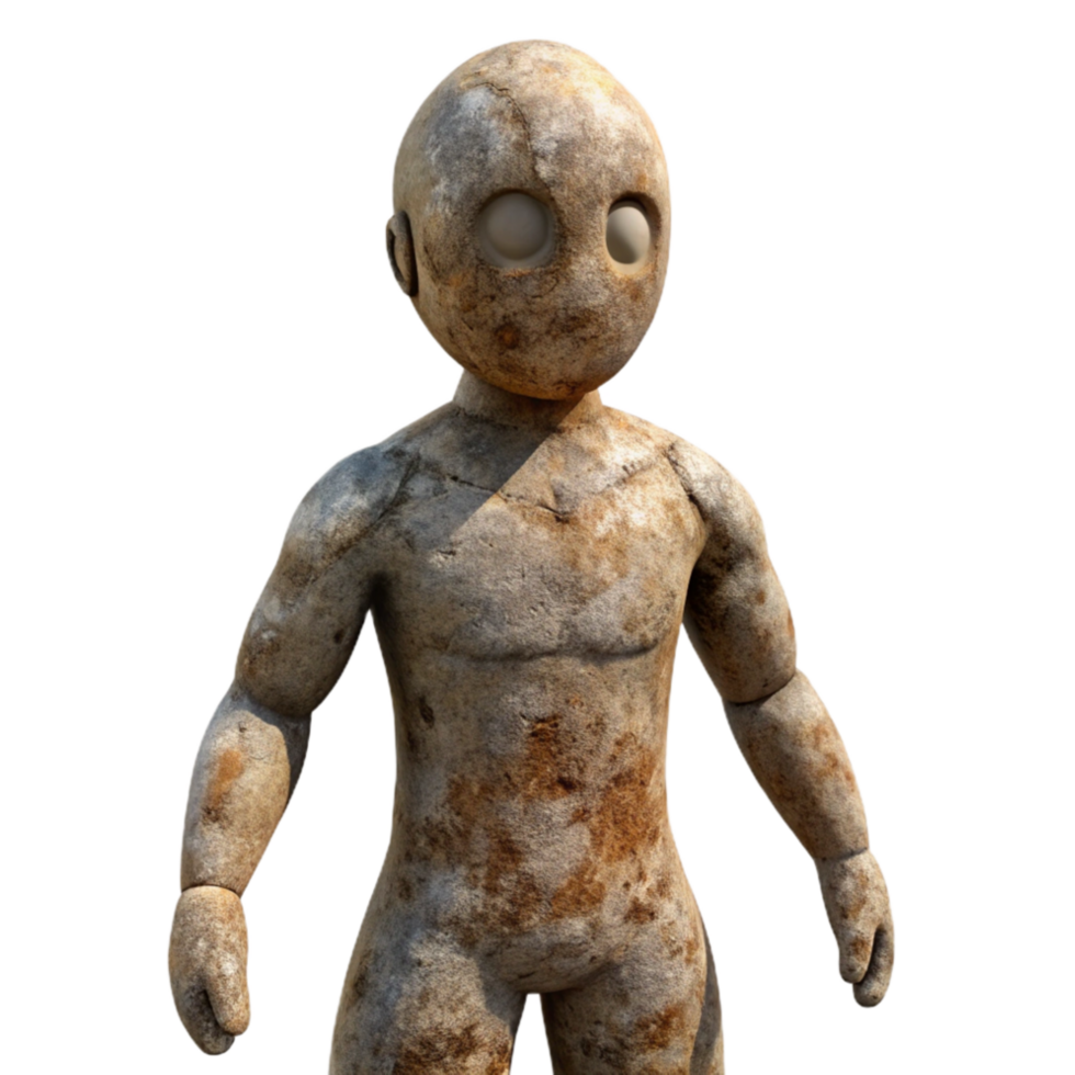 wonderful vintage Stone Statue Human Figure Isolated with Weathered Texture premium png
