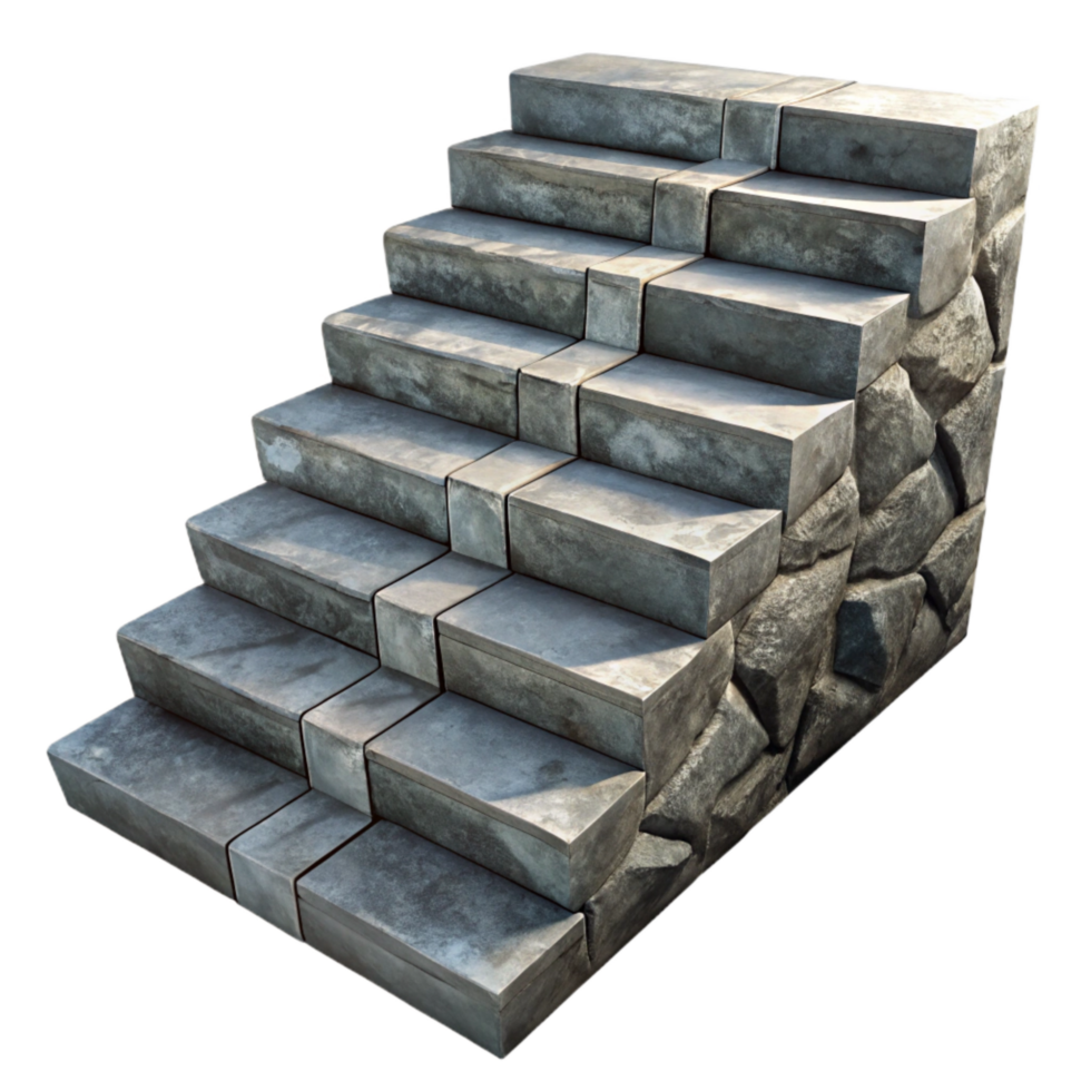 dramatic abstract Stone Staircase Isolated with Worn Steps high resolution png