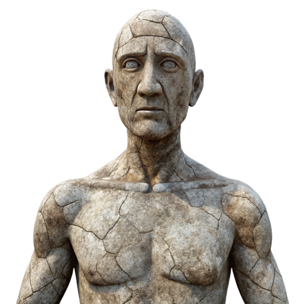 elegant classic Stone Statue Human Figure Isolated with Weathered Texture exclusive png
