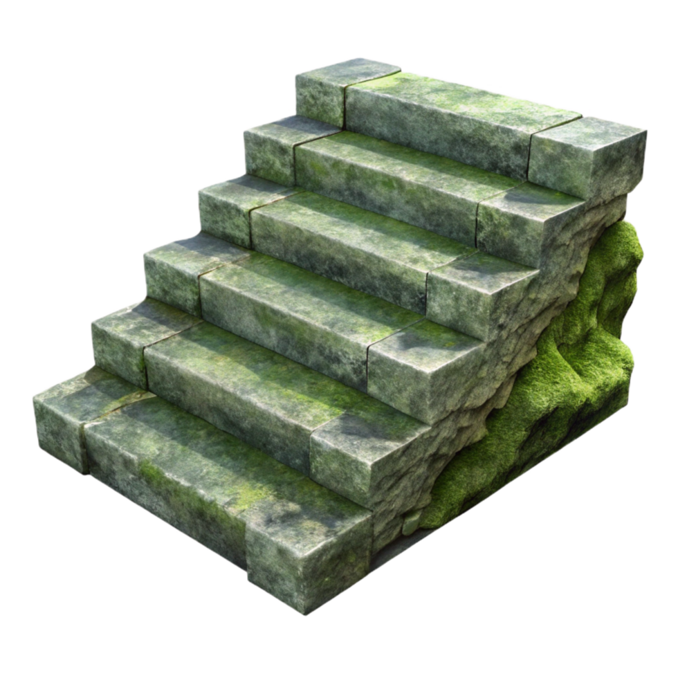 impressive contemporary Stone Steps Cutout with Mossy Texture genuine png
