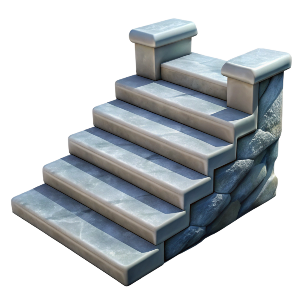beautiful classic Stone Steps with Railing Transparent premium png