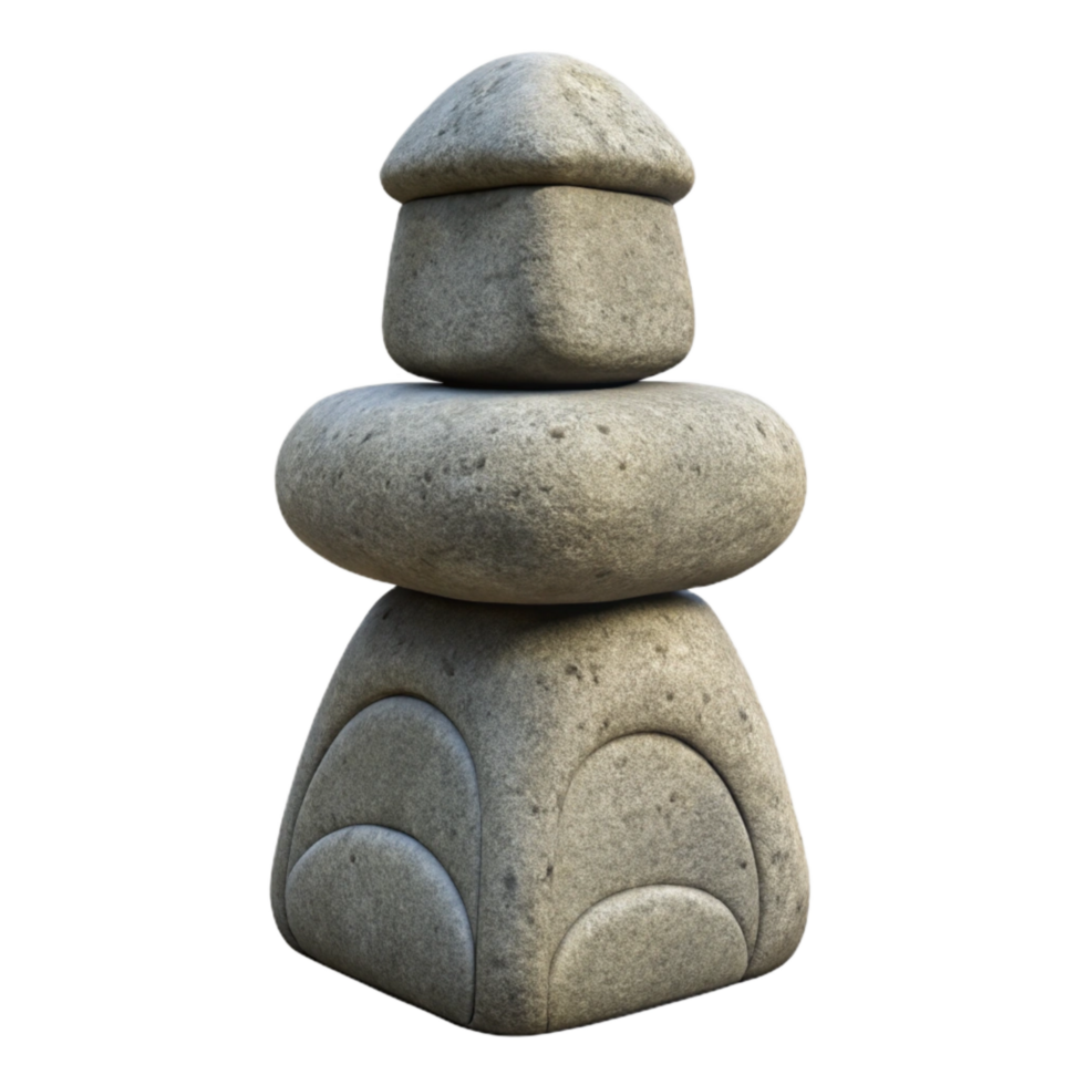serene traditional Stone Totem Natural Texture Cutout original png