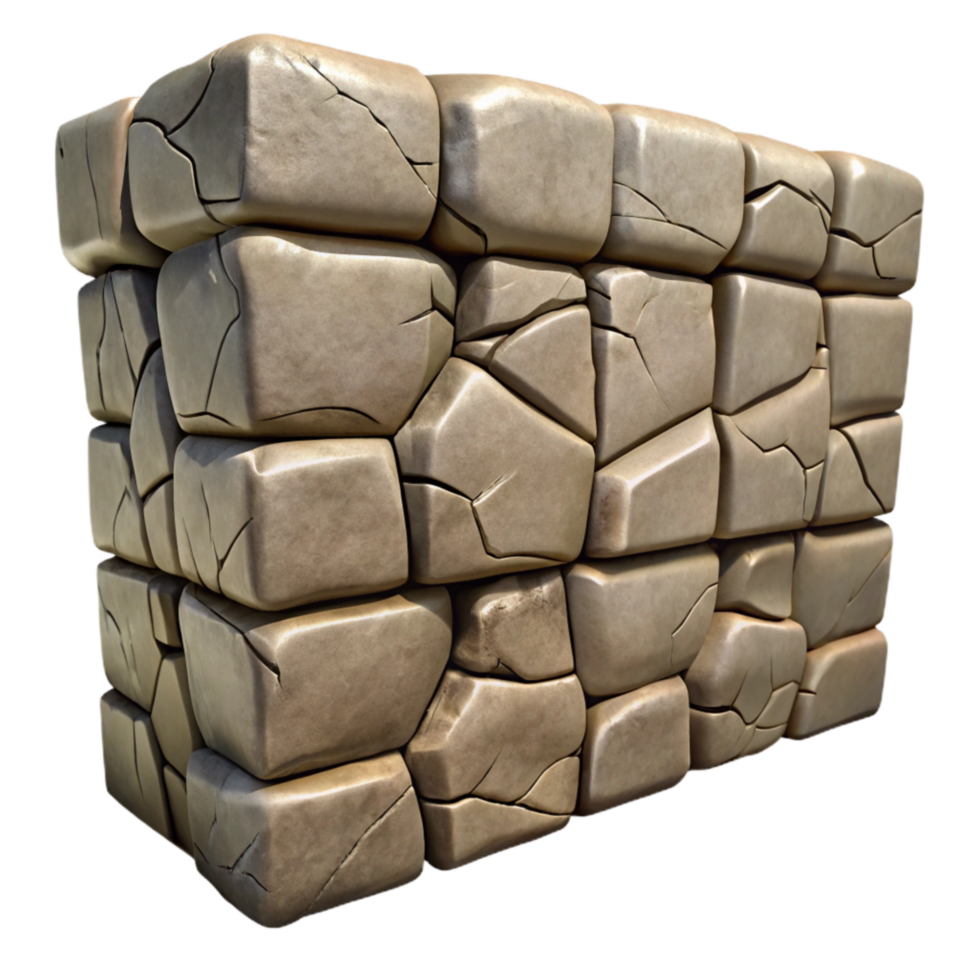 serene modern Stone Wall with Cracks Close Up Isolated genuine png