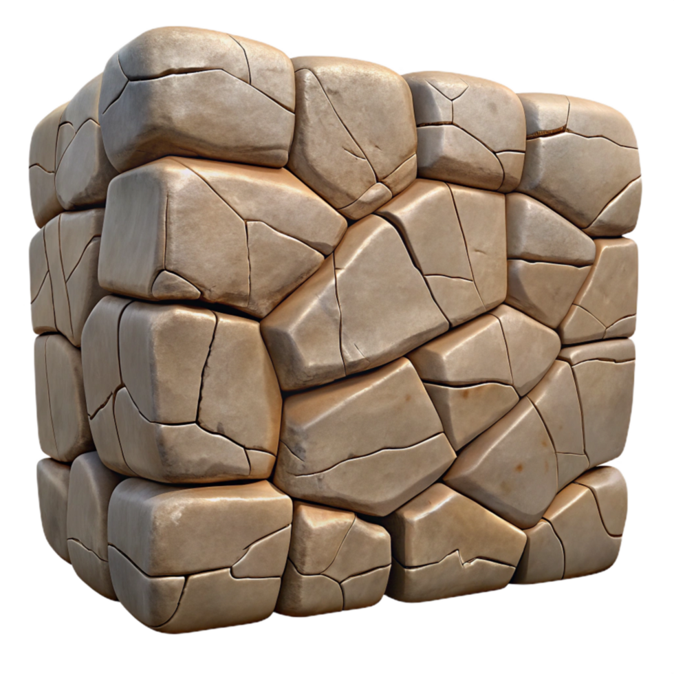 impressive creative Stone Wall with Cracks Close Up Isolated high resolution png