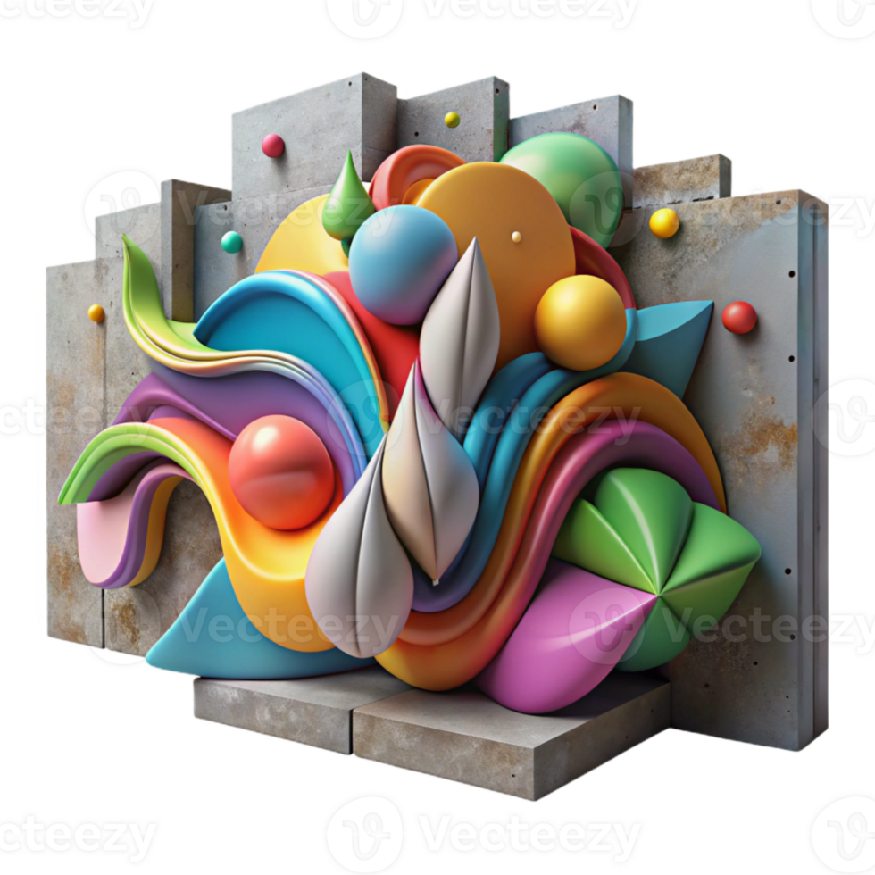impressive modern Street Art Mural Abstract Design Colorful Transparent Background professional png