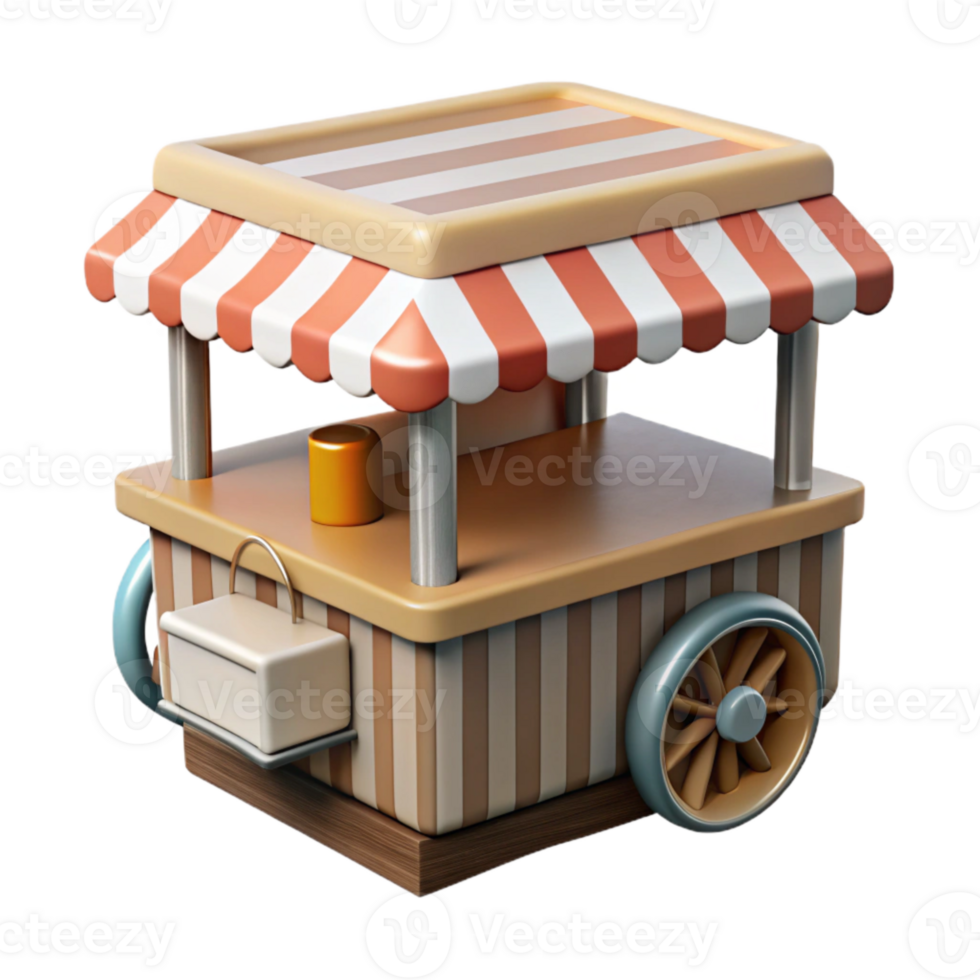 magnificent contemporary Street Food Cart Awning Striped Pattern Cutout Element professional png