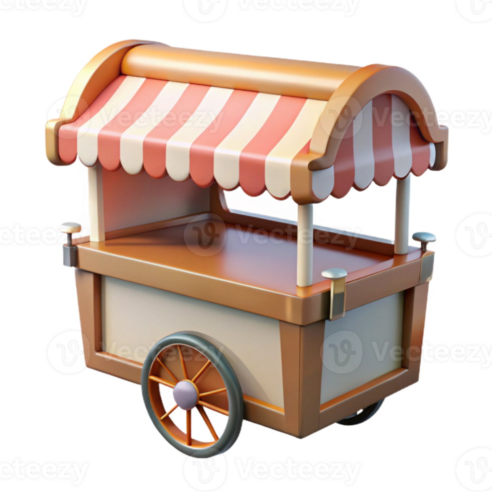 serene minimalist Street Food Cart Awning Striped Pattern Cutout Element high resolution png