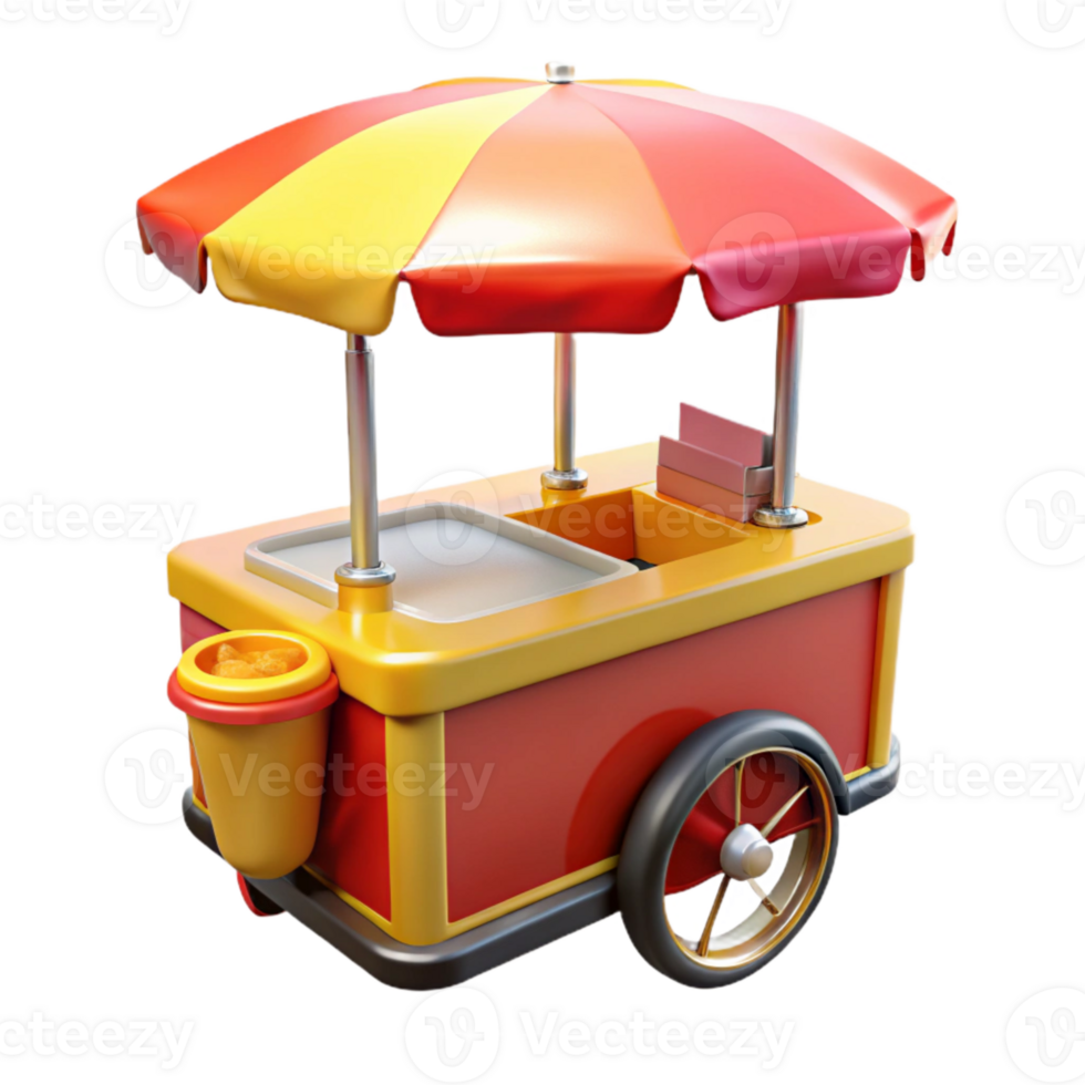 vibrant creative Street Food Cart Umbrella Red and Yellow Cutout Element authentic png