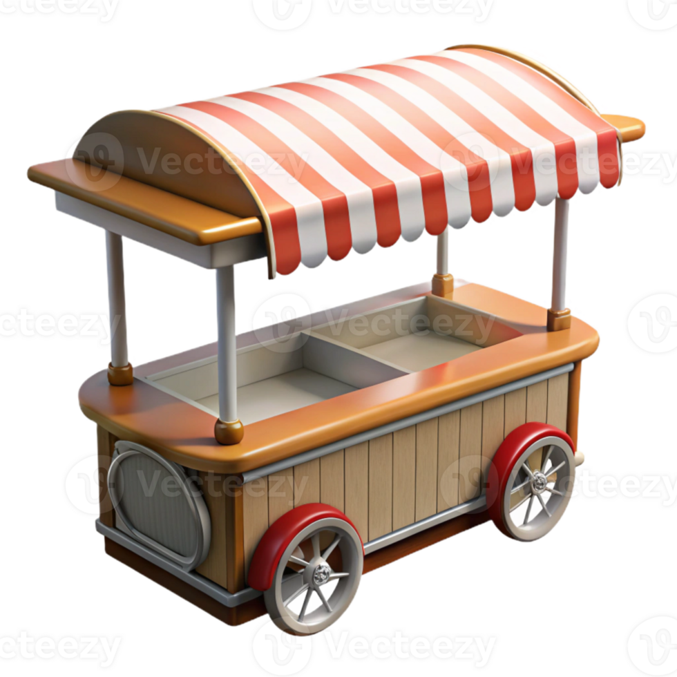 elegant classic Street Food Cart Awning Striped Pattern Cutout Element authentic png