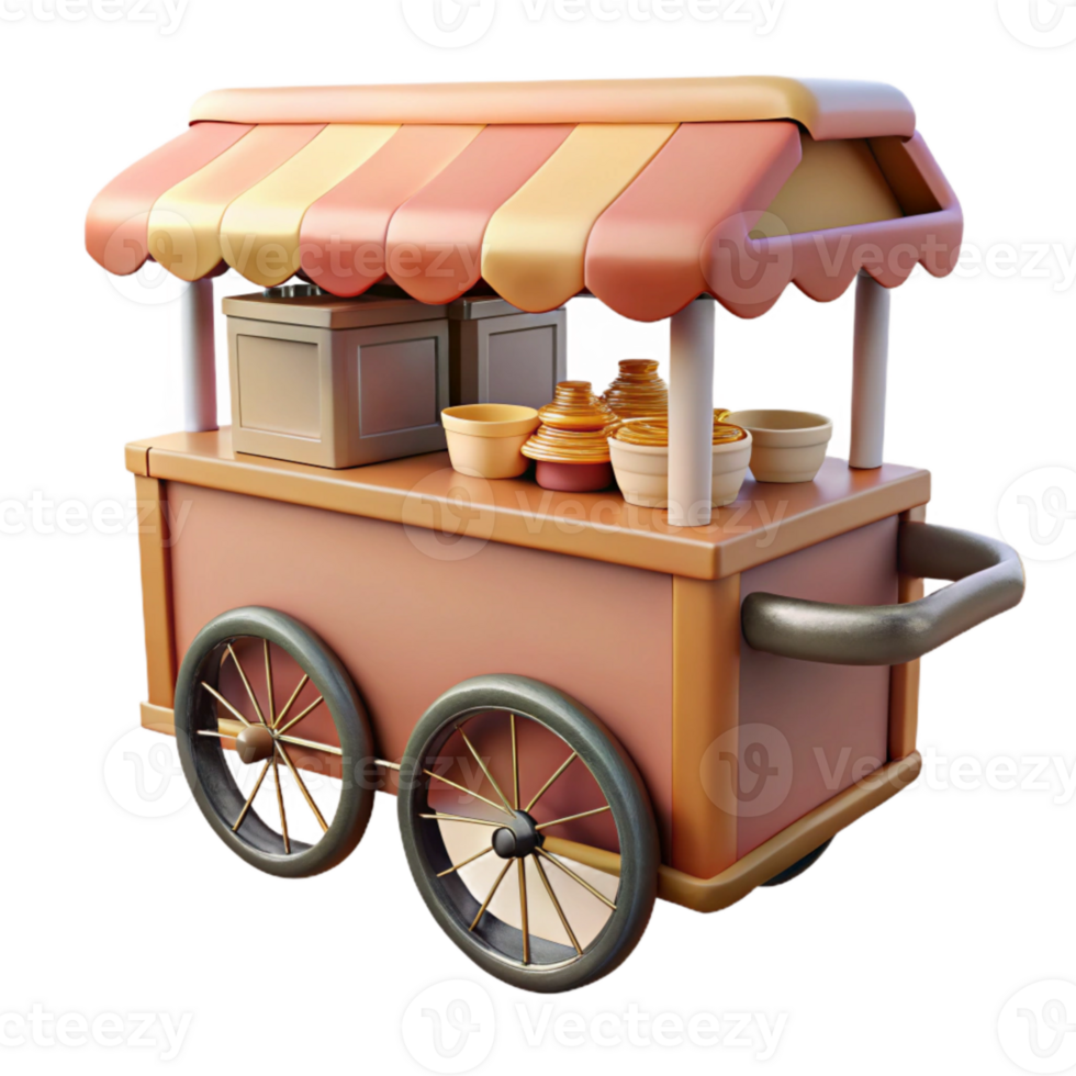 stunning classic Street Food Cart Wheels and Handles Cutout Element premium png