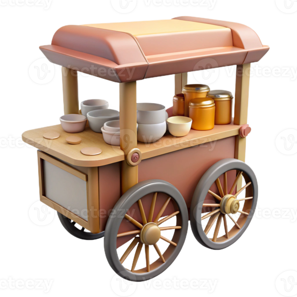 vibrant minimalist Street Food Cart Wheels and Handles Cutout Element professional png