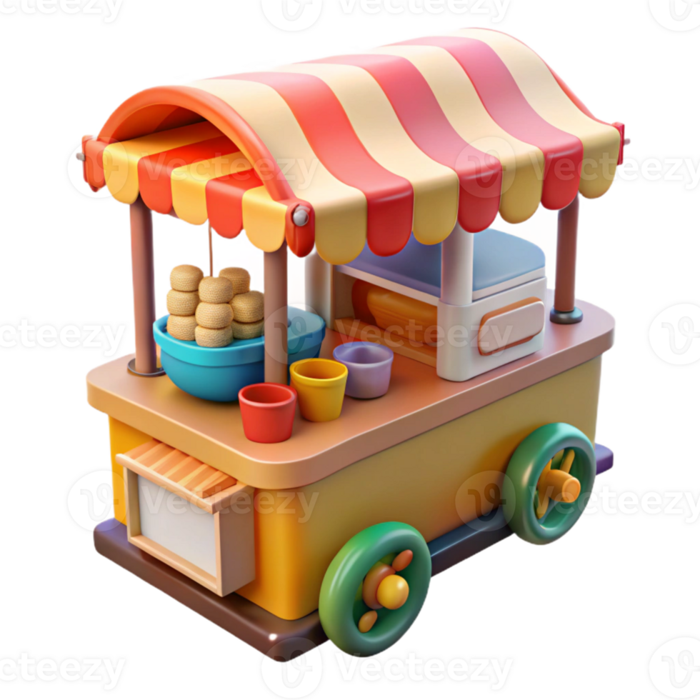 elegant rustic Street Food Market Atmosphere Lively and Colorful Isolated on Transparent Background detailed png
