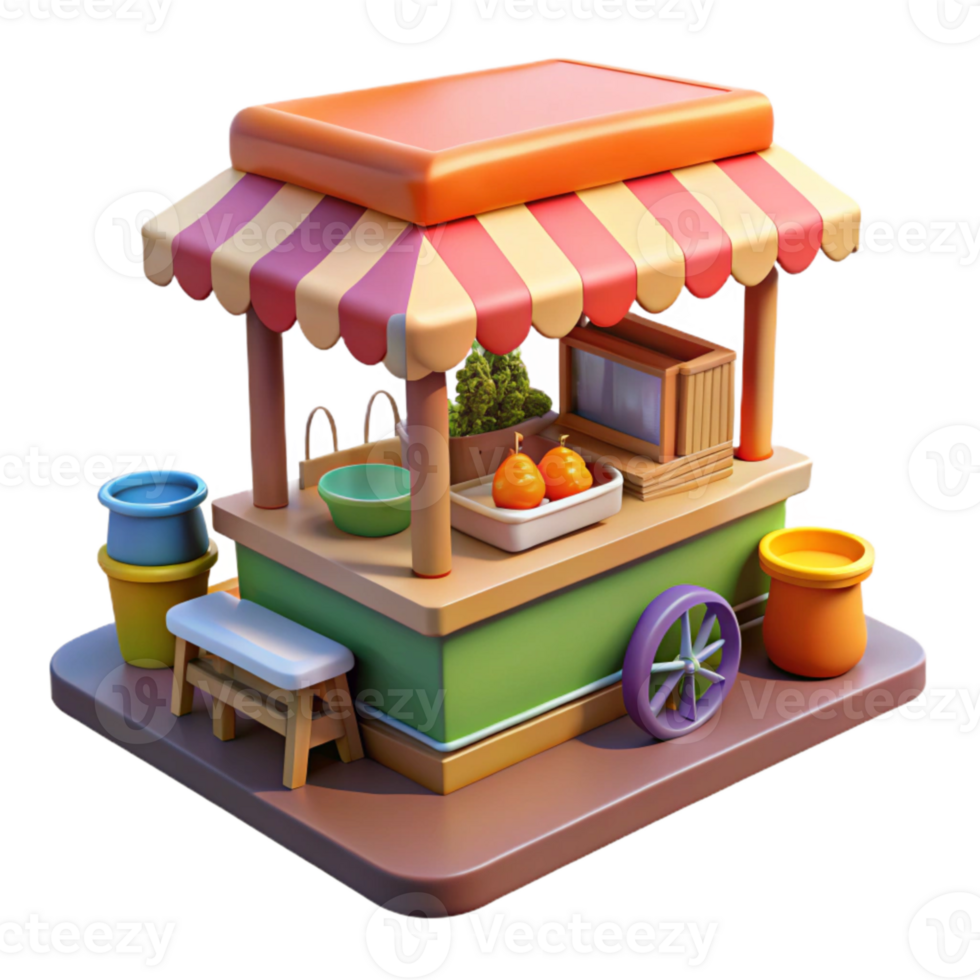 impressive modern Street Food Market Atmosphere Lively and Colorful Isolated on Transparent Background high resolution png