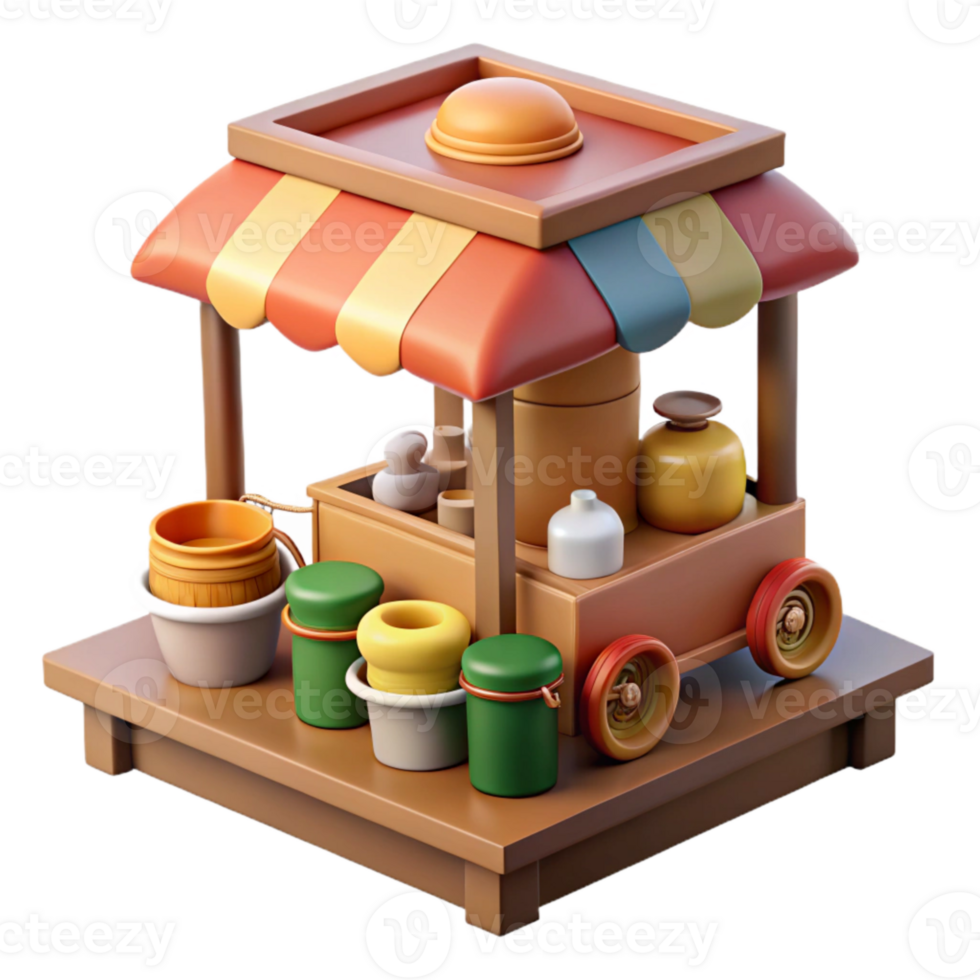 vibrant artistic Street Food Market Scene Busy Atmosphere Isolated high resolution png