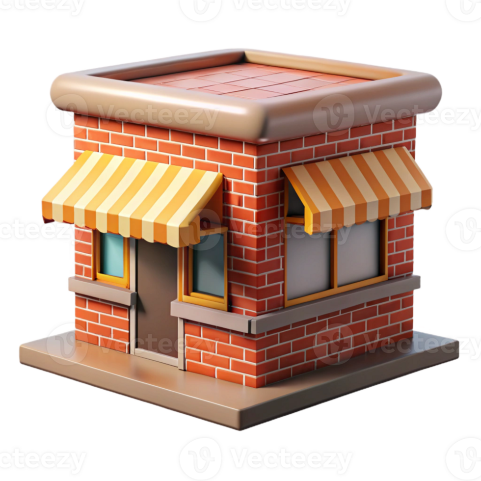 stunning artistic Street Food Market Building Brick Facade Cutout high resolution png