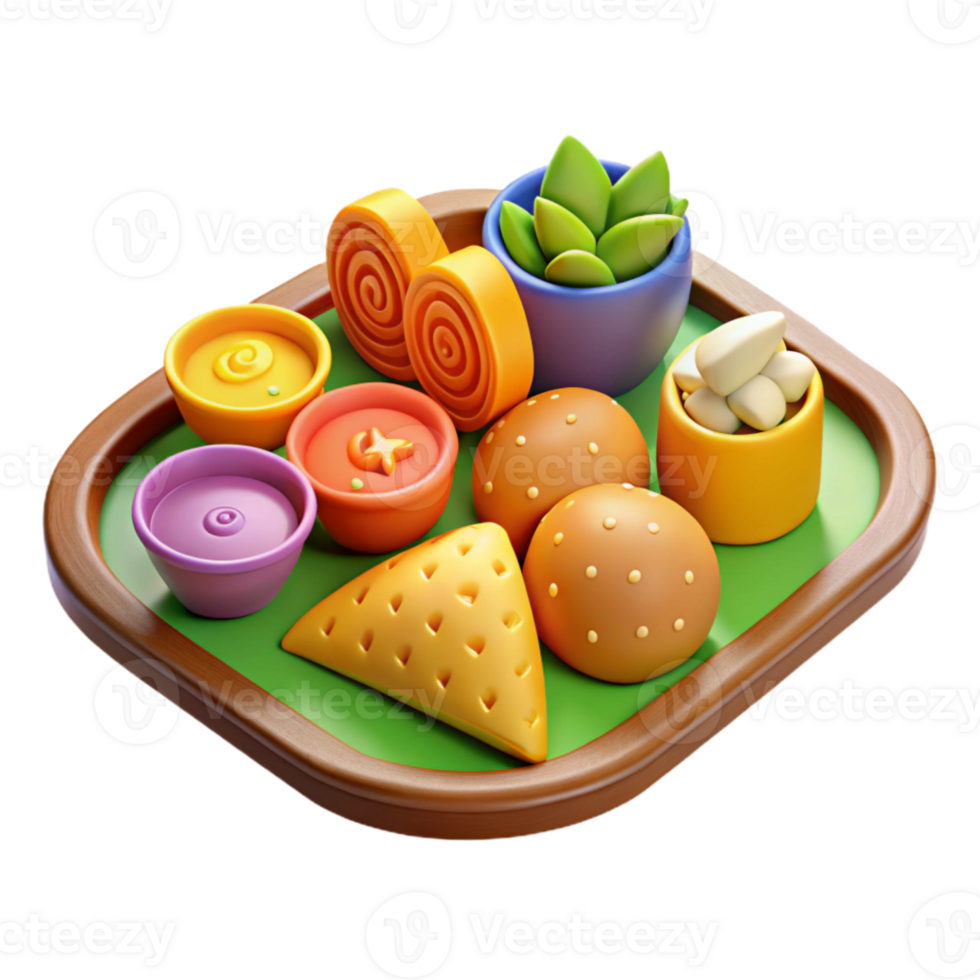 wonderful classic Street Food Sampler Platter Colorful Array Cutout authentic png