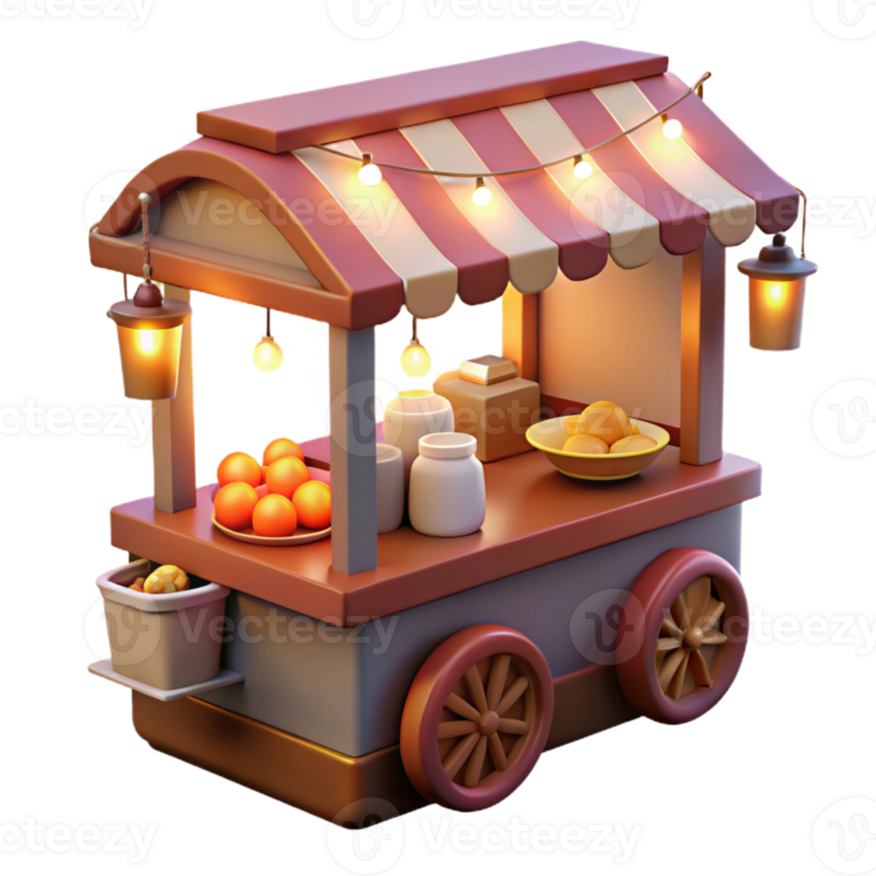 magnificent minimalist Street Food Scene Night Market Glowing Lights Cutout detailed png