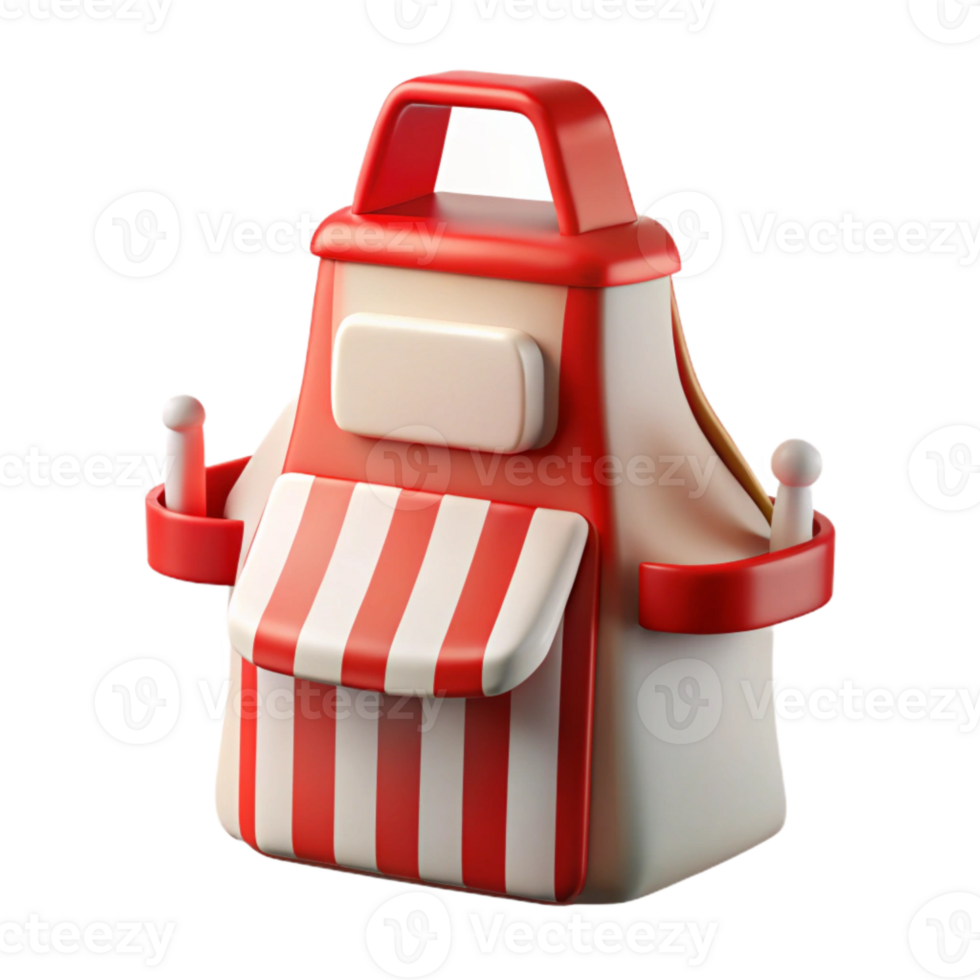 vibrant artistic Street Food Vendor Apron Red and White Cutout Element original png