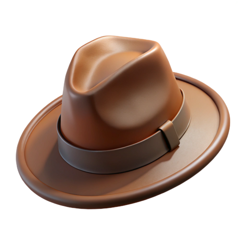 vibrant contemporary Street Style Fedora Hat Brown Isolated on Transparent Background high resolution png
