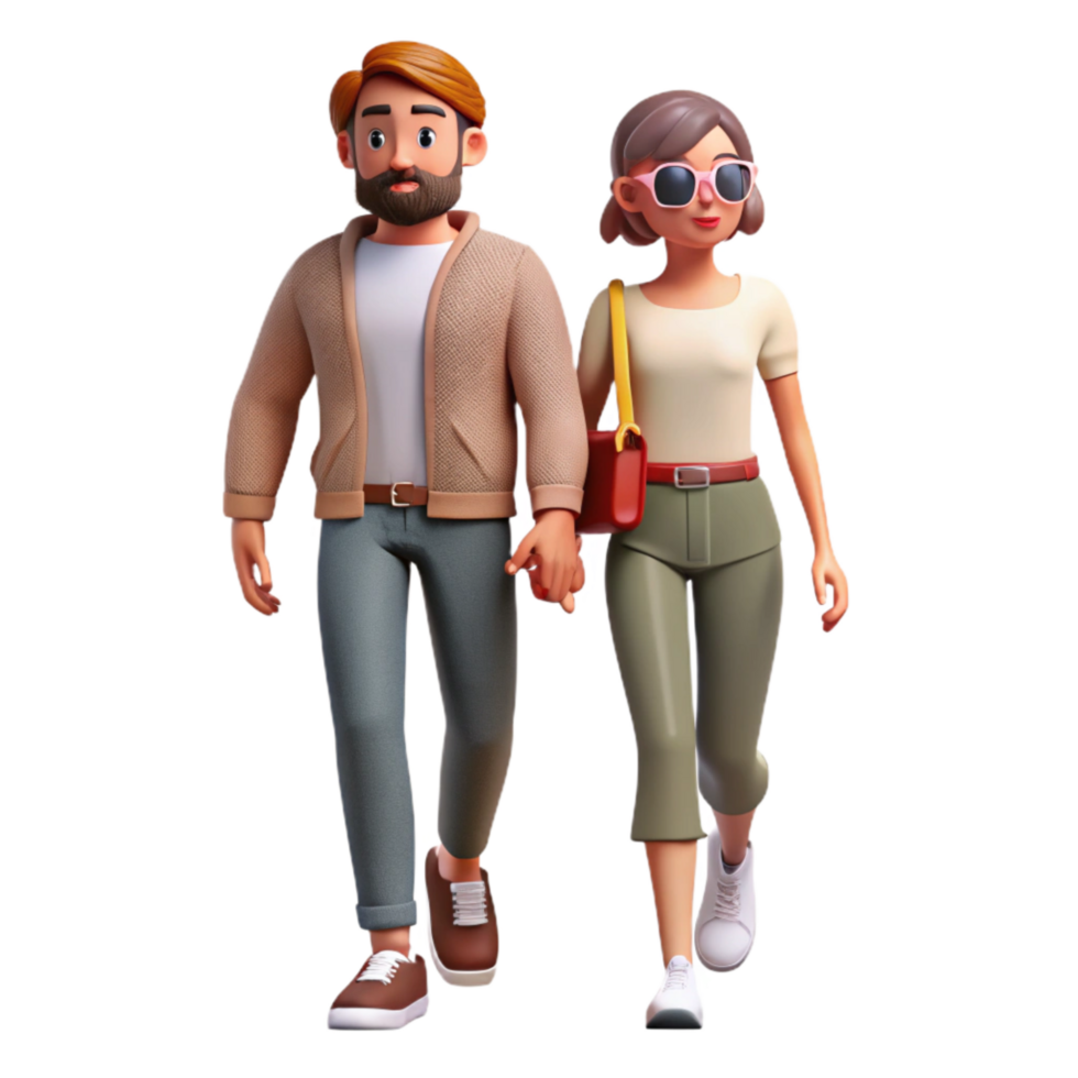 impressive modern Street Style Couple Walking Transparent detailed png