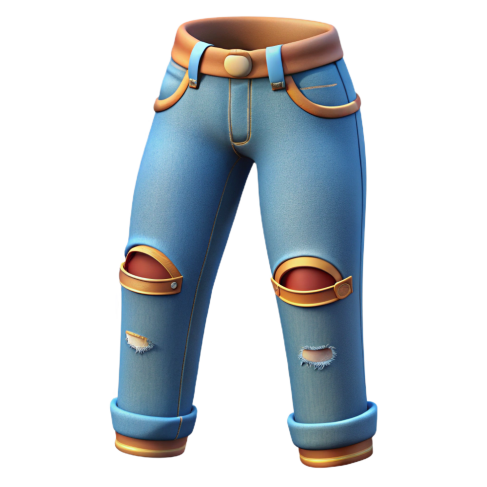 serene artistic Street Style Jeans Ripped Knees Isolated premium png