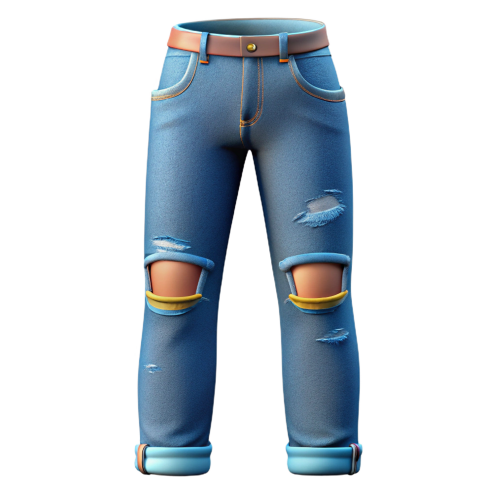 vibrant artistic Street Style Jeans Ripped Knees Isolated authentic png