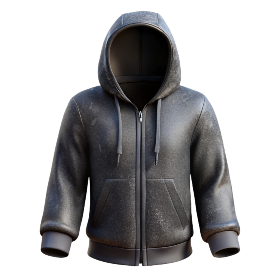 vibrant minimalist Street Style Hoodie Zip Up Black Isolated on Transparent Background original png