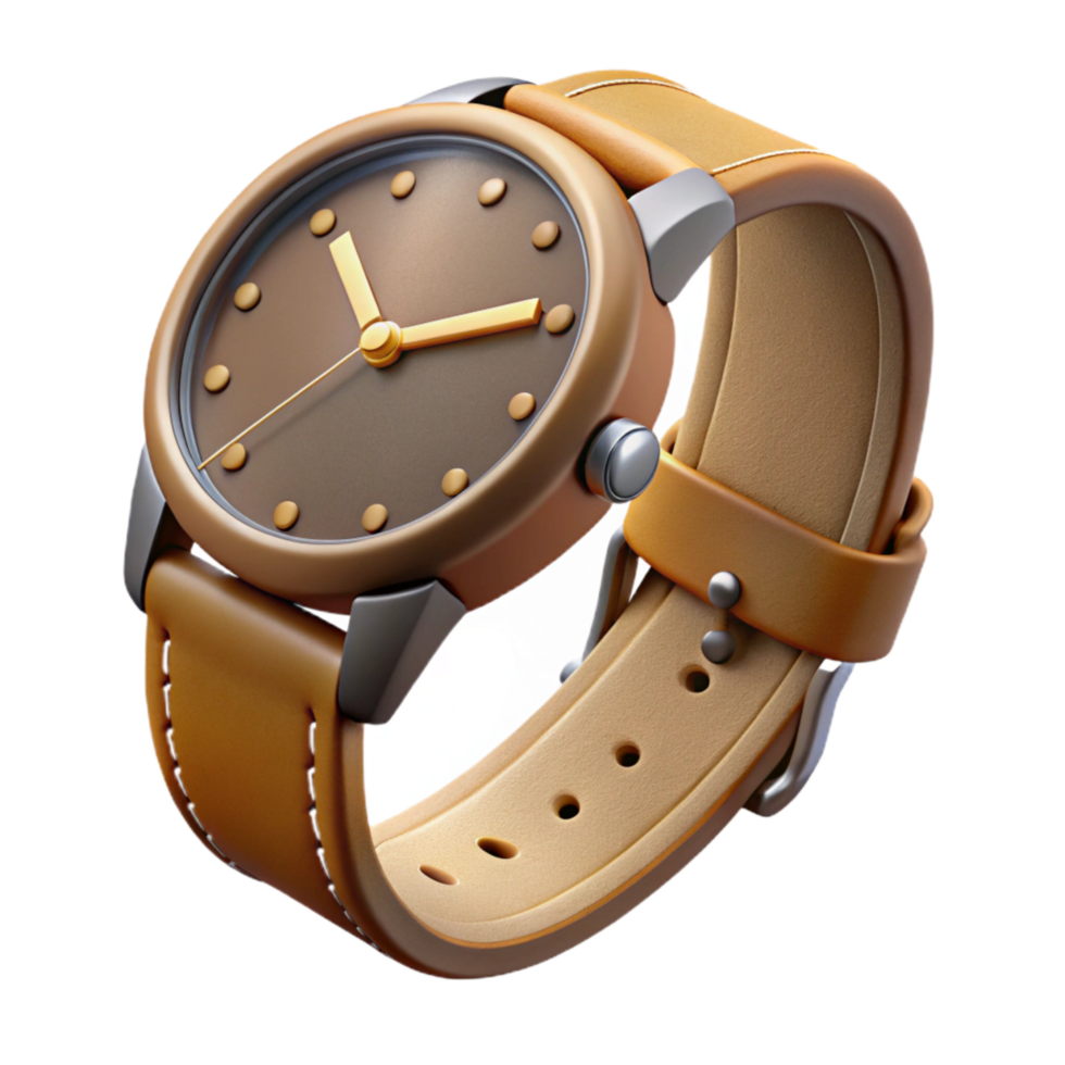 vibrant traditional Street Style Watch Analog Leather Strap Transparent Background Cutout high quality png