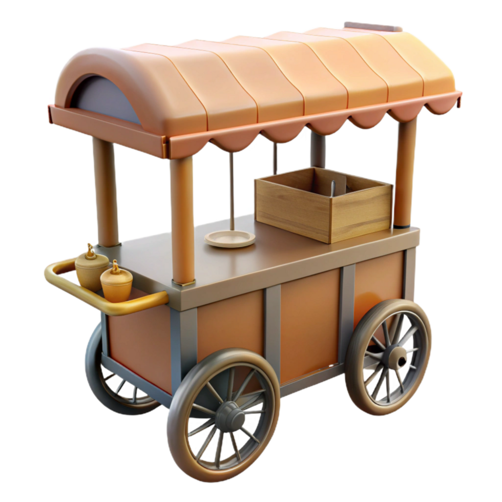 serene rustic Street Vendor Cart Side Angle Cutout Element high quality png