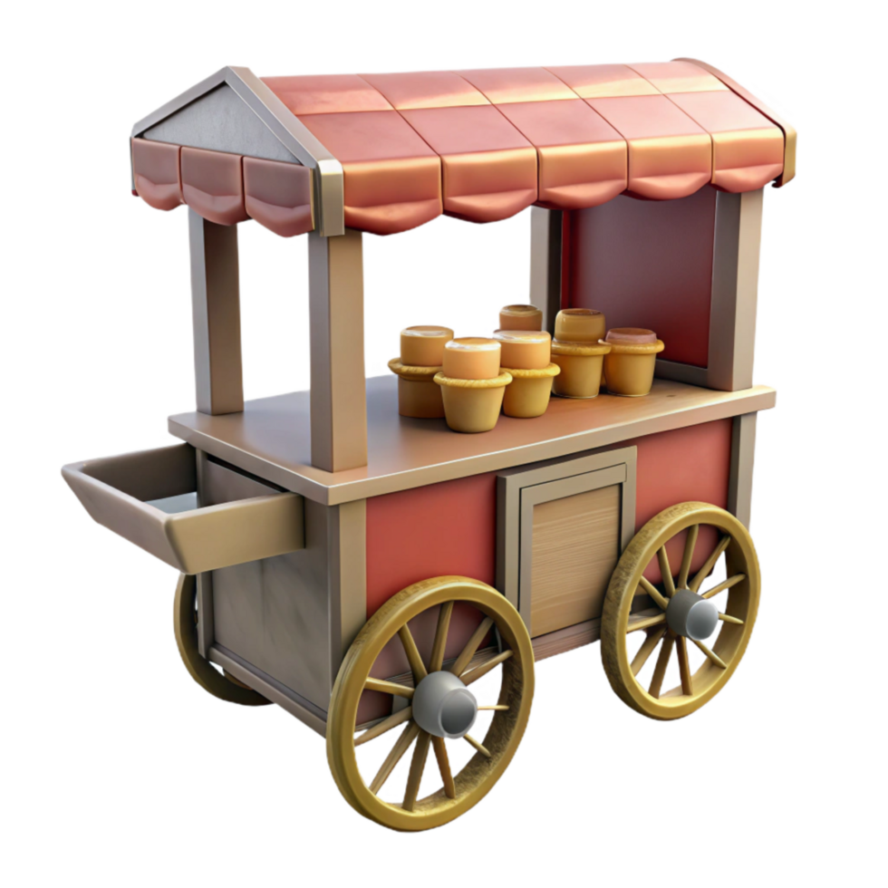 serene abstract Street Vendor Cart Side Angle Cutout Element high quality png