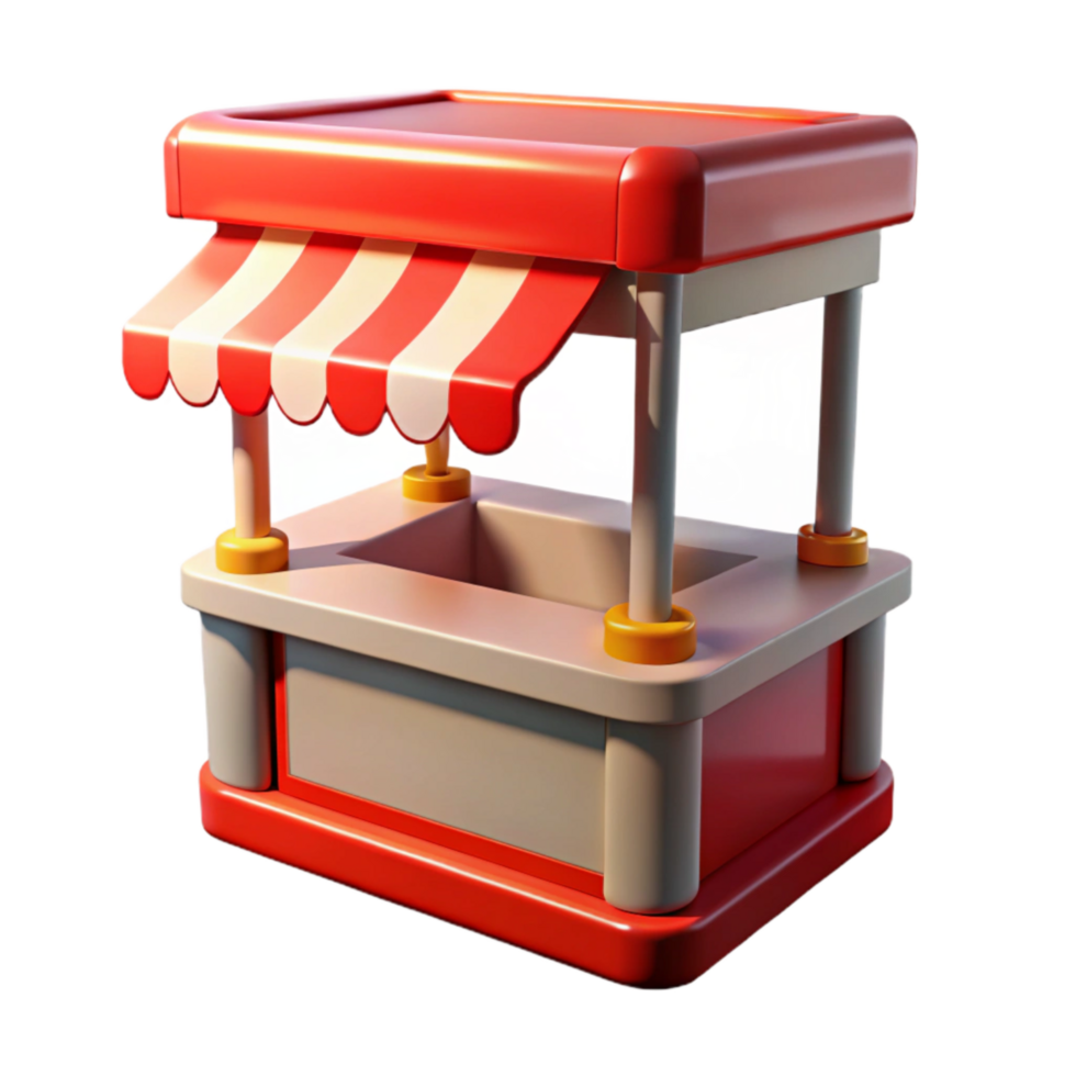 magnificent rustic Street Vendor Stand Red Awning Transparent Background premium png