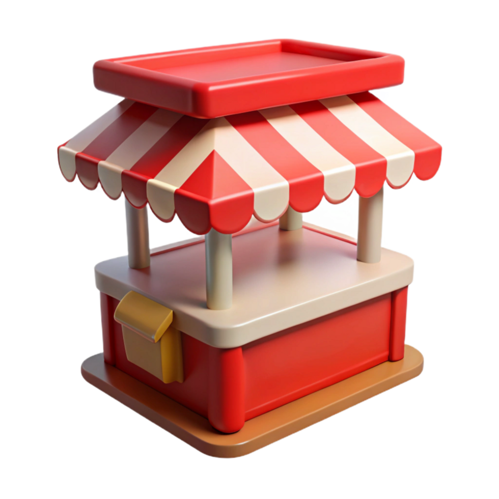 vibrant traditional Street Vendor Stand Red Awning Transparent Background original png