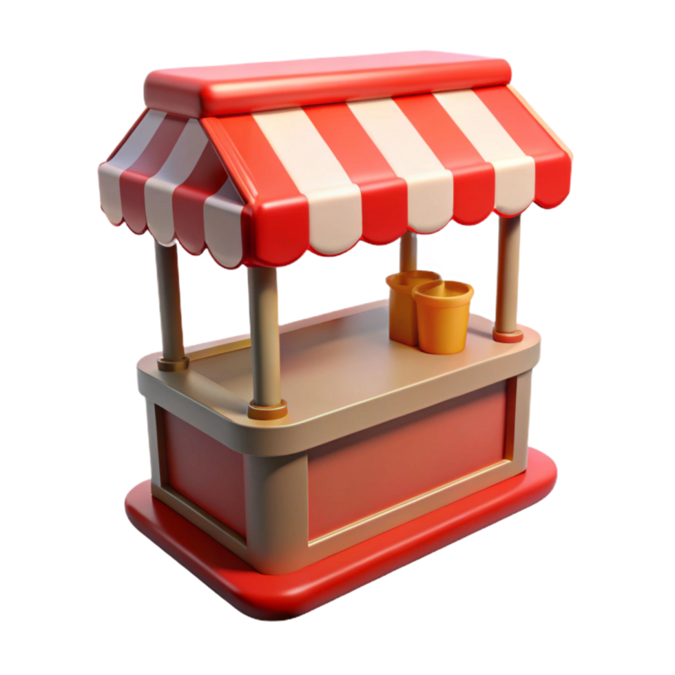 extraordinary artistic Street Vendor Stand Red Awning Transparent Background professional png