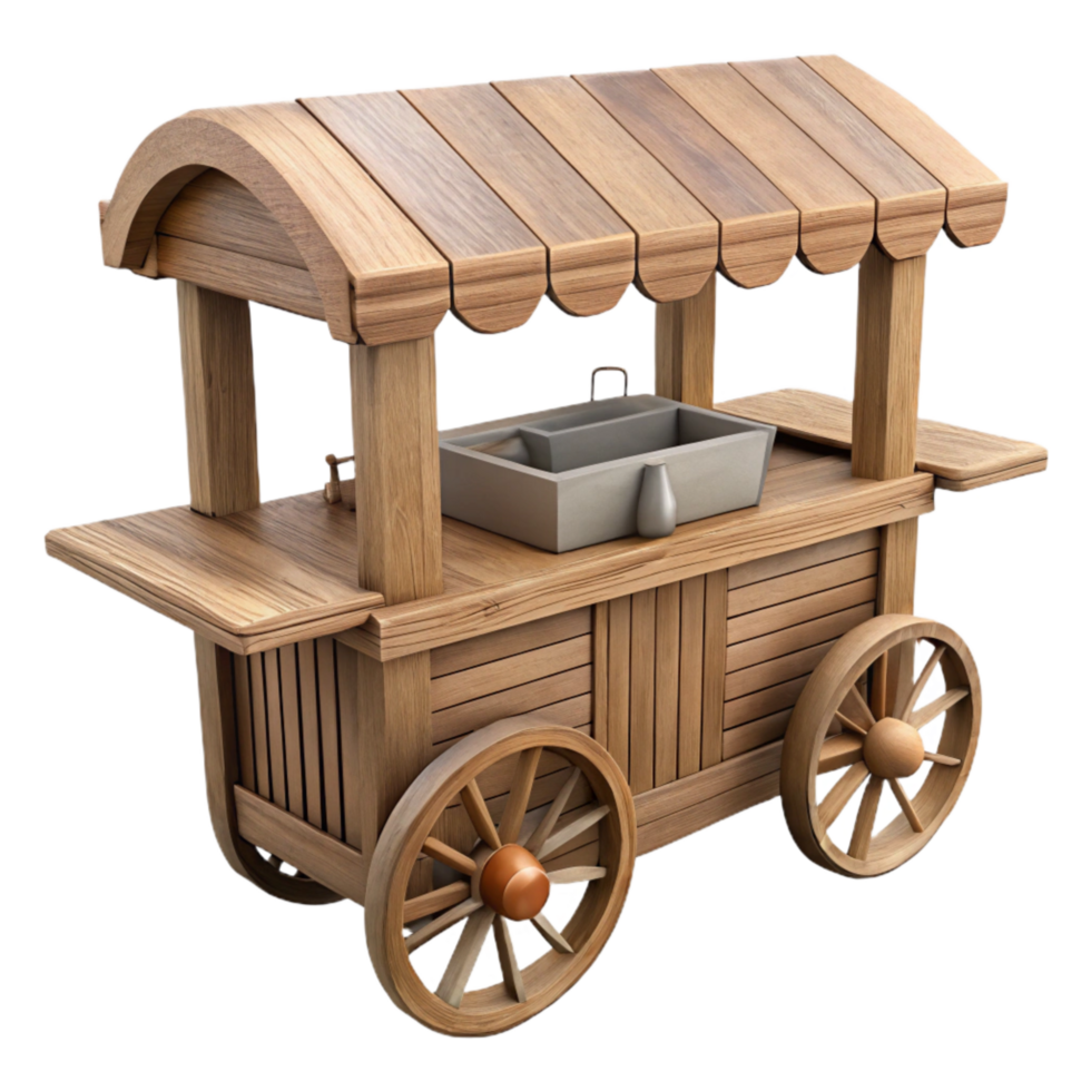 magnificent rustic Street Vendor Cart Wooden Construction Cutout Element detailed png