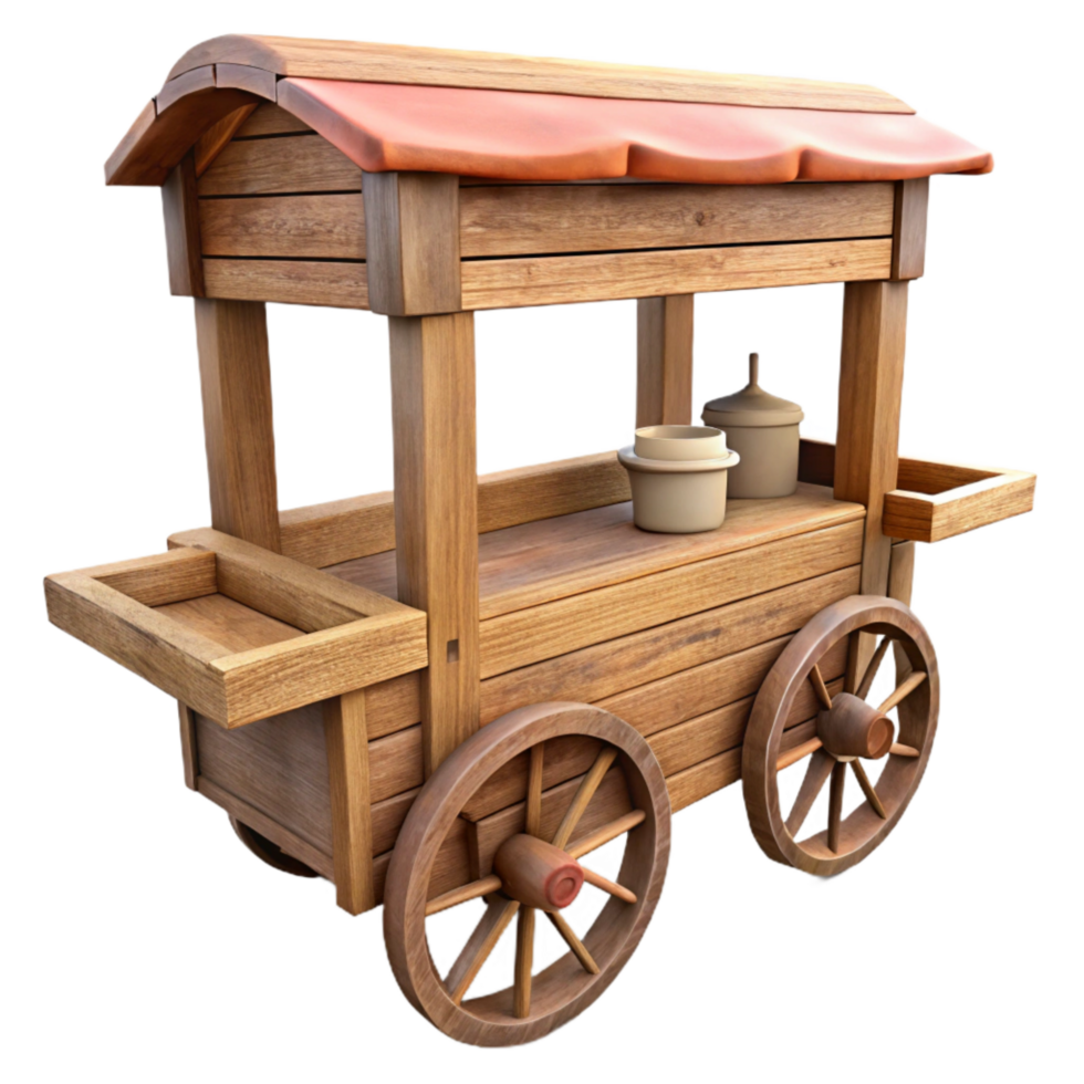 wonderful rustic Street Vendor Cart Wooden Construction Cutout Element original png