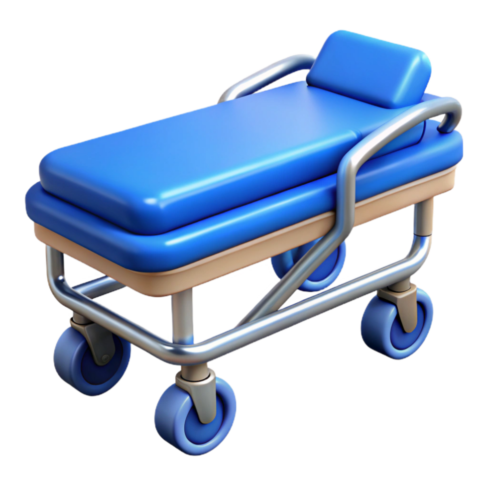 impressive artistic Stretcher Blue with Wheels Isolated Element genuine png