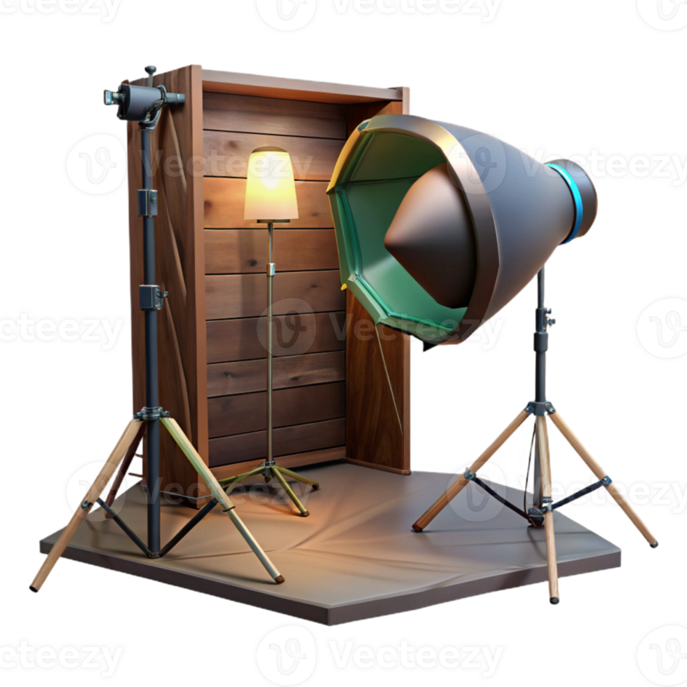 vibrant rustic Studio Lighting Setup with Softbox Cutout authentic png