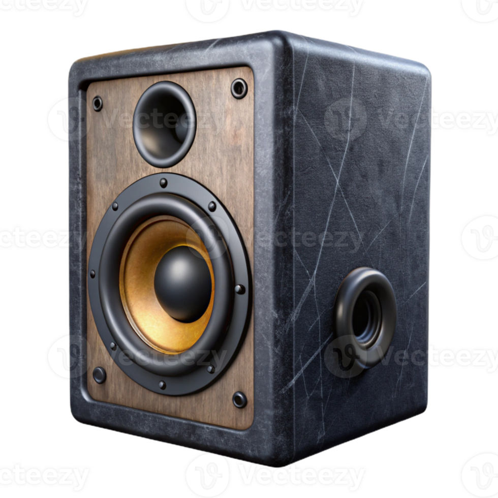 extraordinary minimalist Studio Monitor Speaker Front View Black Finish Isolated authentic png