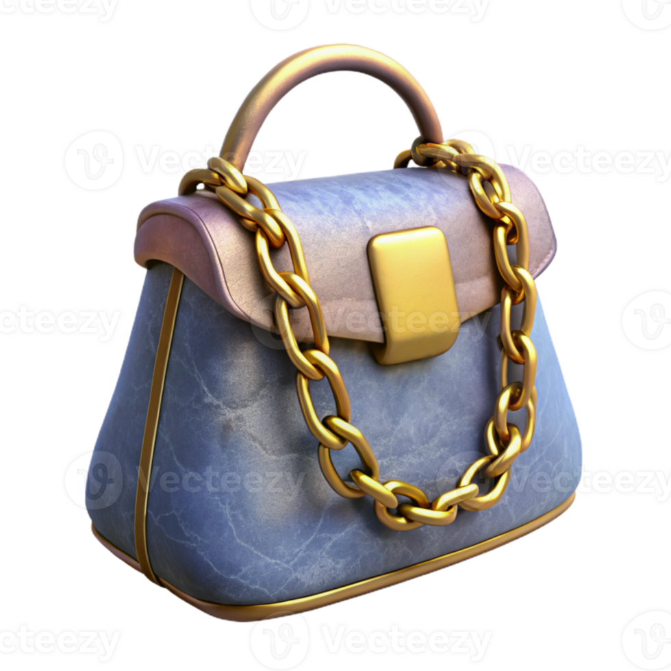 wonderful abstract Stylish Handbag with Gold Chain Isolated high quality png