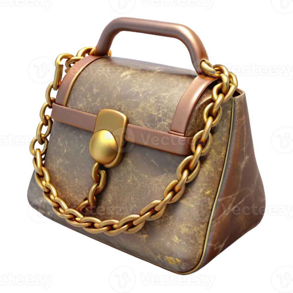 stunning modern Stylish Handbag with Gold Chain Isolated high resolution png
