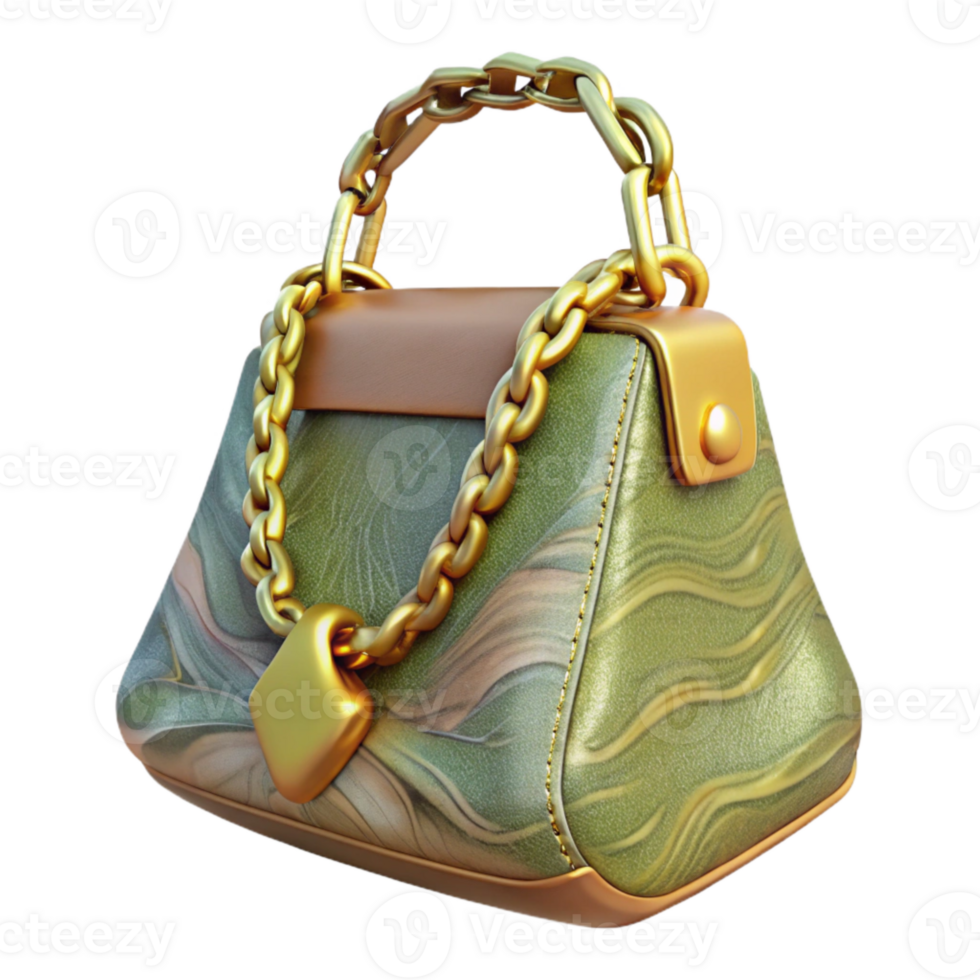 vibrant classic Stylish Handbag with Gold Chain Isolated detailed png
