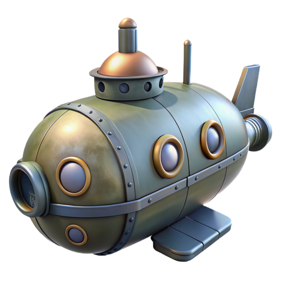 wonderful creative Submarine Sonar Array Housing Isolated with Streamlined Design professional png