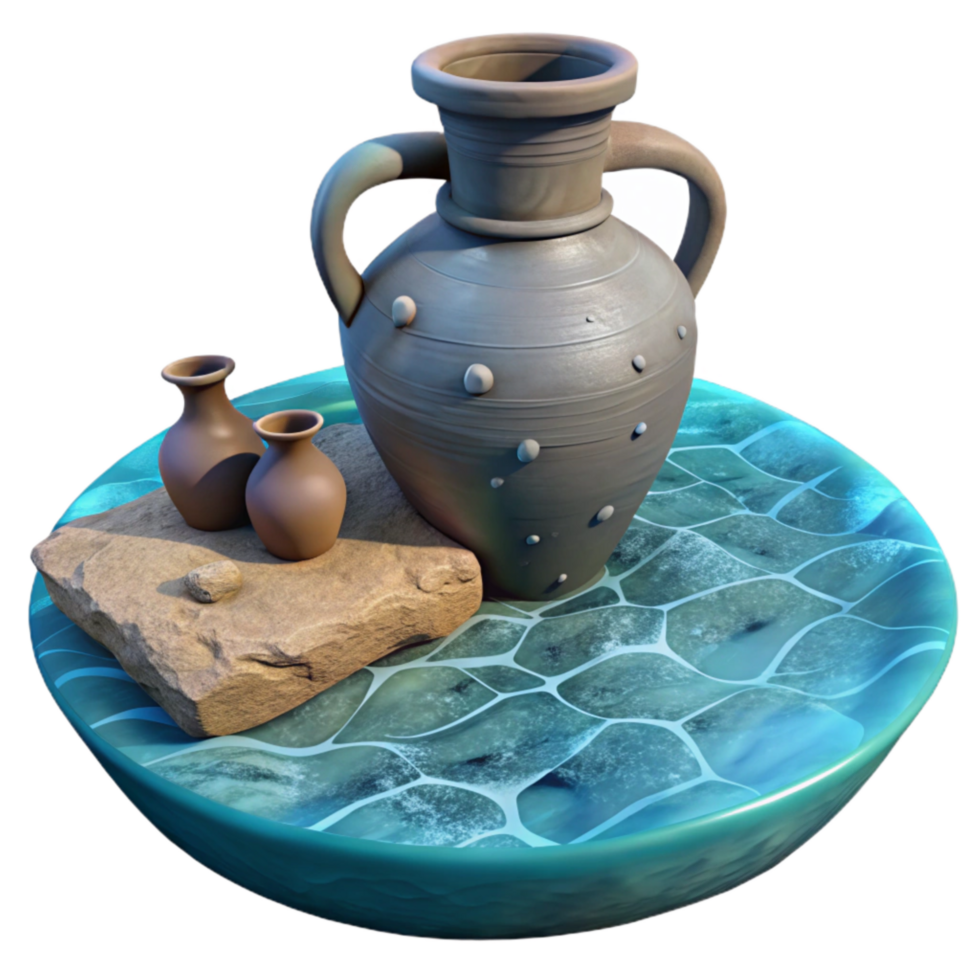 impressive creative Submerged Archaeological Site Amphora Transparent Background with Ancient Design high quality png