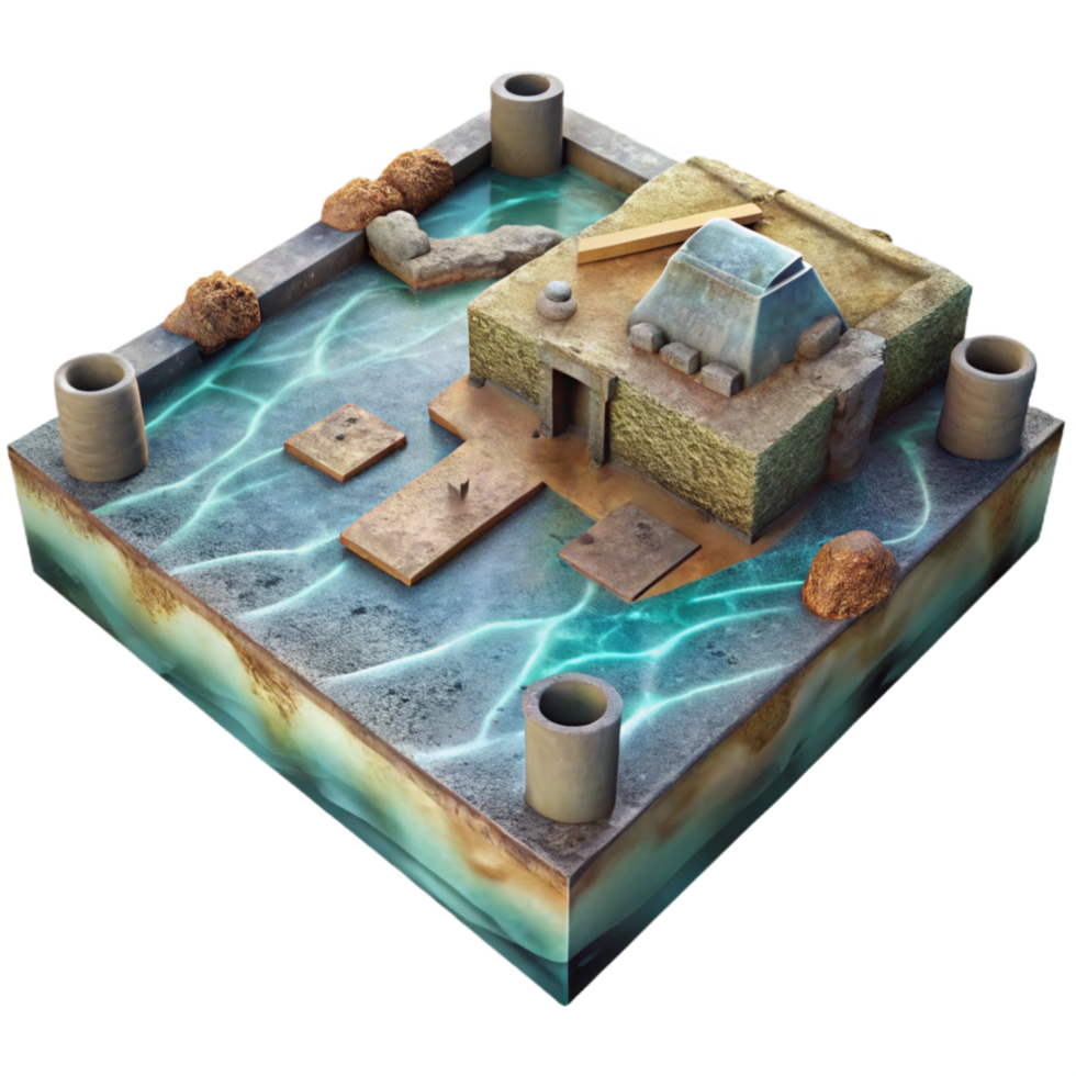 beautiful classic Submerged Archaeological Site Sonar Isolated detailed png
