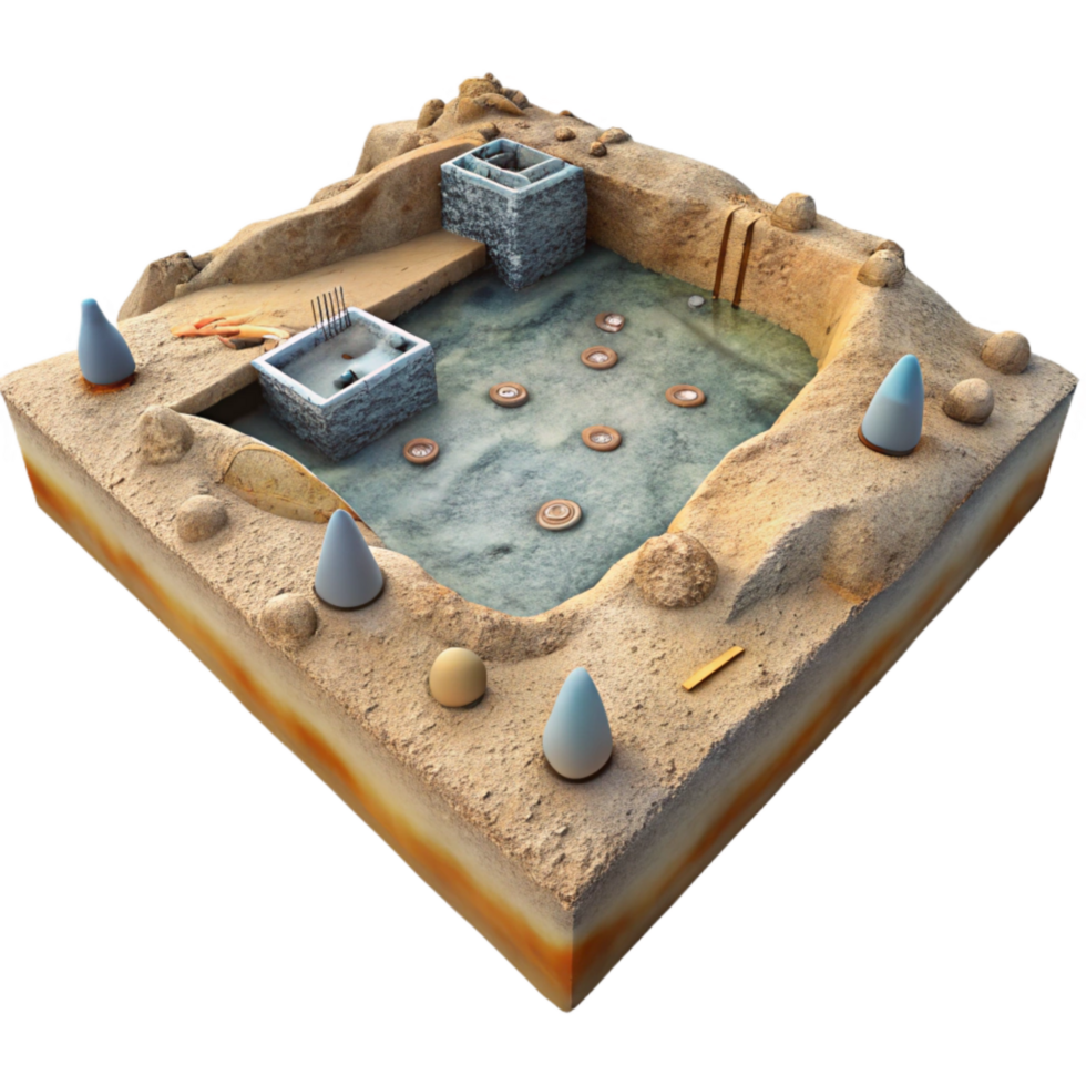serene vintage Submerged Archaeological Site Sonar Isolated premium png