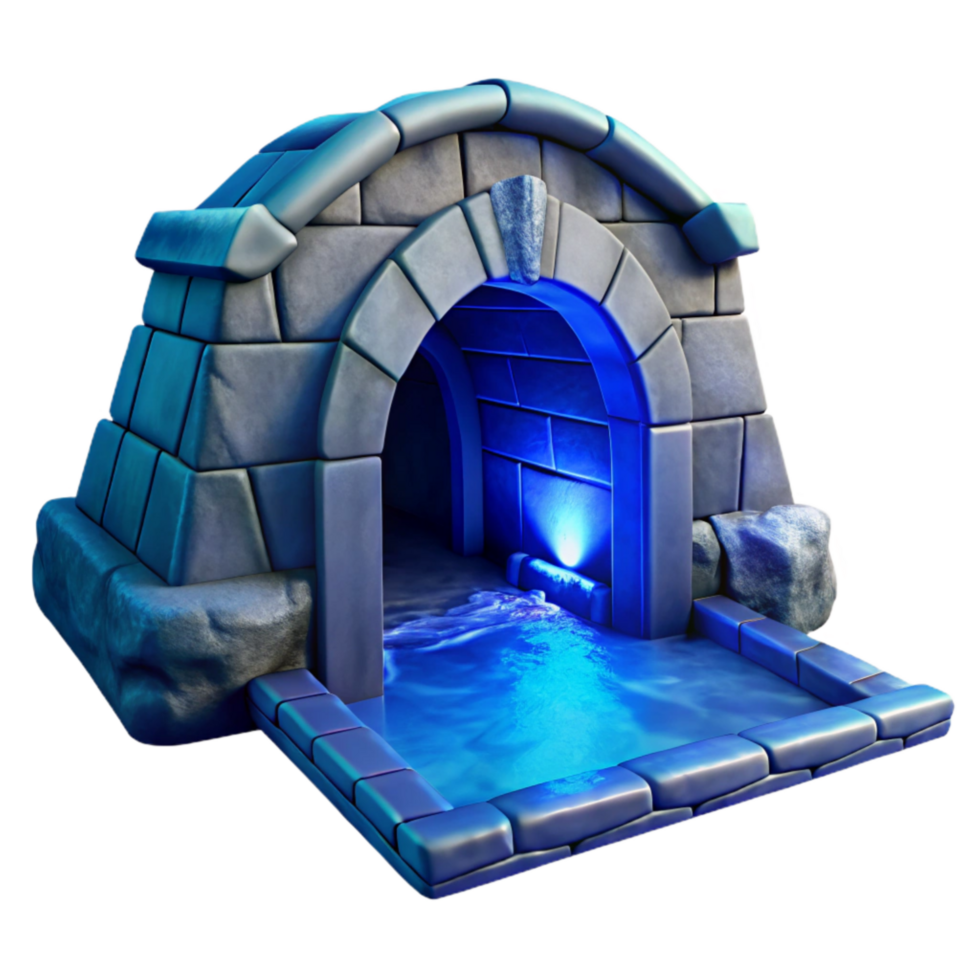 vibrant artistic Submerged Tunnel Entrance Isolated with Blue Lighting premium png